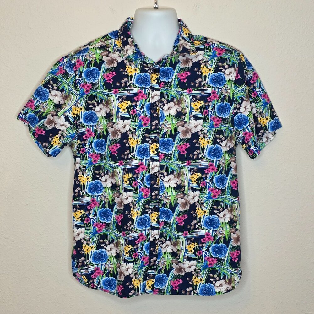 Denim & Flower Men's Short Sleeve Floral Shirt, Size XL